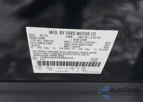 2018 Ford Explorer Xlt z USA, uszkodzony, nr VIN 1FM5K8D85JGB02705